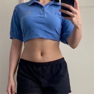 cropped light blue collared crop top